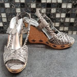 Not rated gray animal print wedges size 11